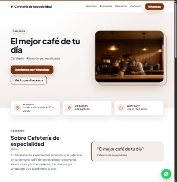 Plantilla de ejemplo: Cafetería de especialidad